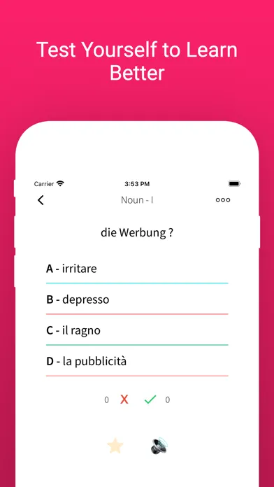 Capturas de tela do Practice Italian German Words