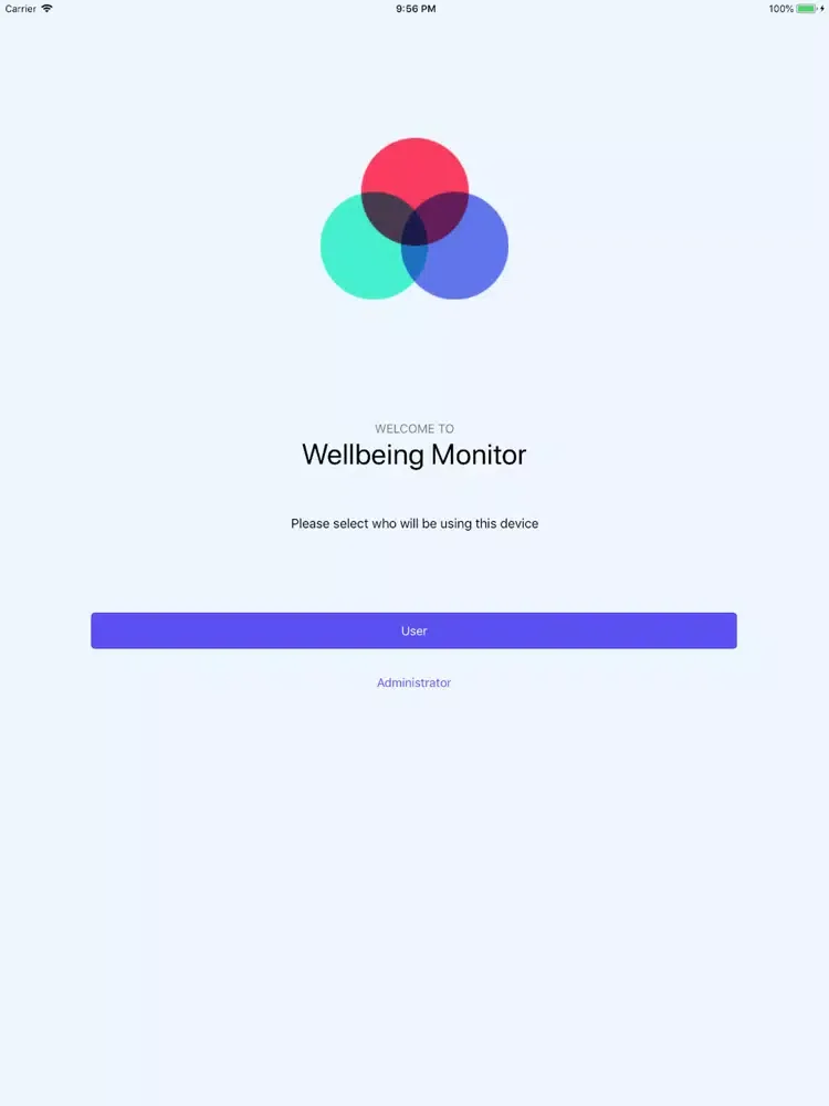 Capturas de tela do Wellbeing Monitor App iPad 