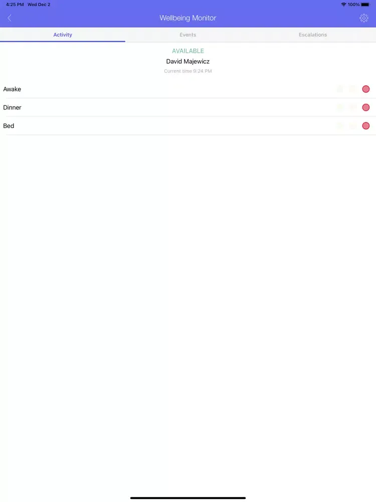 Capturas de tela do Wellbeing Monitor App iPad 