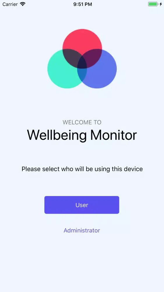 Capturas de tela do Wellbeing Monitor App
