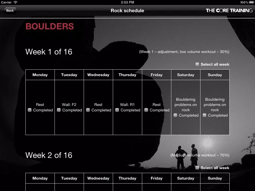 The Core Training – training for climbing by Christian Core iPad  Screenshots
