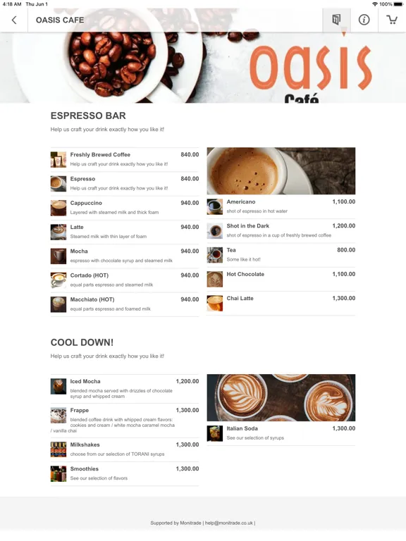 Oasis Cafe GT iPad  স্ক্রিনশট