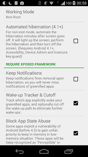 Tangkapan skrin Greenify