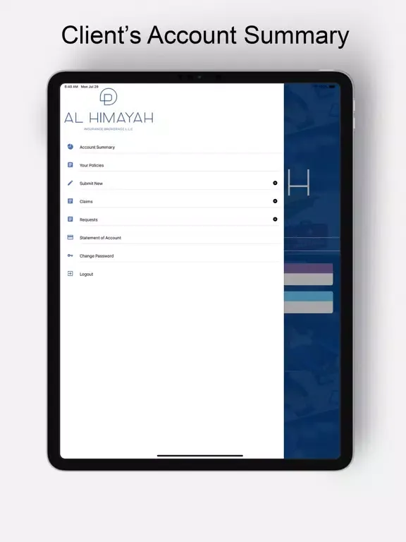 Tangkapan skrin Al Himayah Insurance Brokerage iPad 