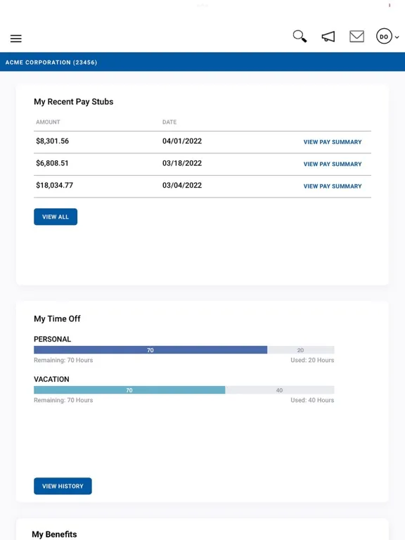 Paychex Oasis Employee Connect iPad  Ekran Görüntüleri