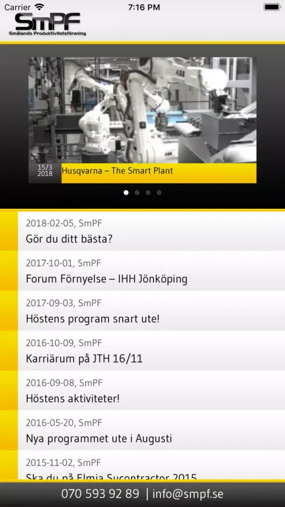 Capturas de tela do SmPF