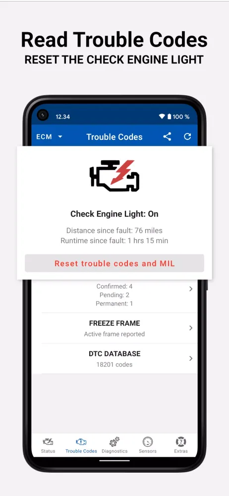 ภาพหน้าจอของ OBD Auto Doctor scanner
