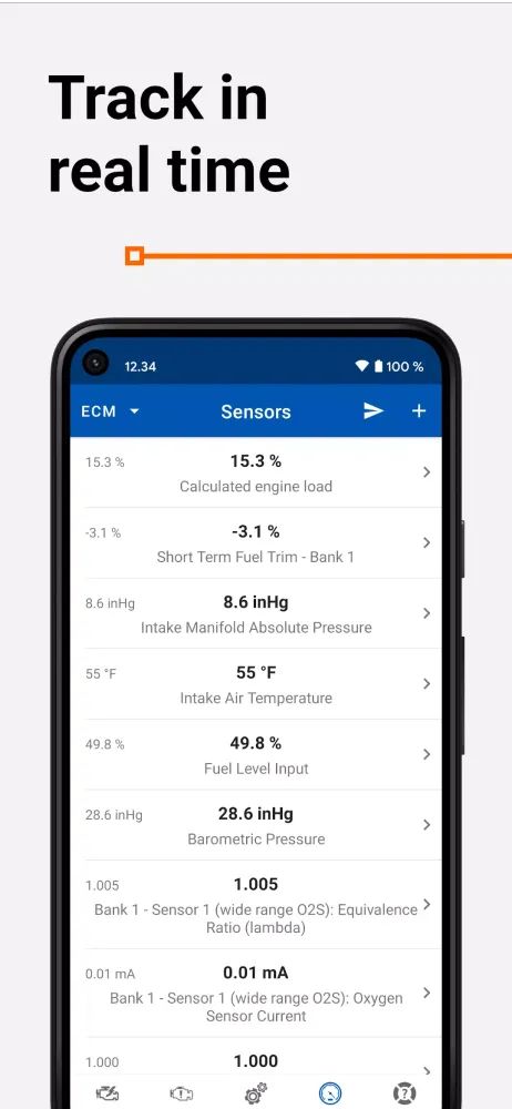 ภาพหน้าจอของ OBD Auto Doctor scanner