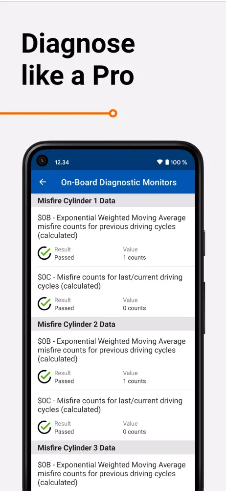 ภาพหน้าจอของ OBD Auto Doctor scanner