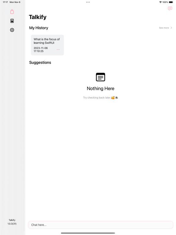 Tangkapan skrin Talkify App iPad 