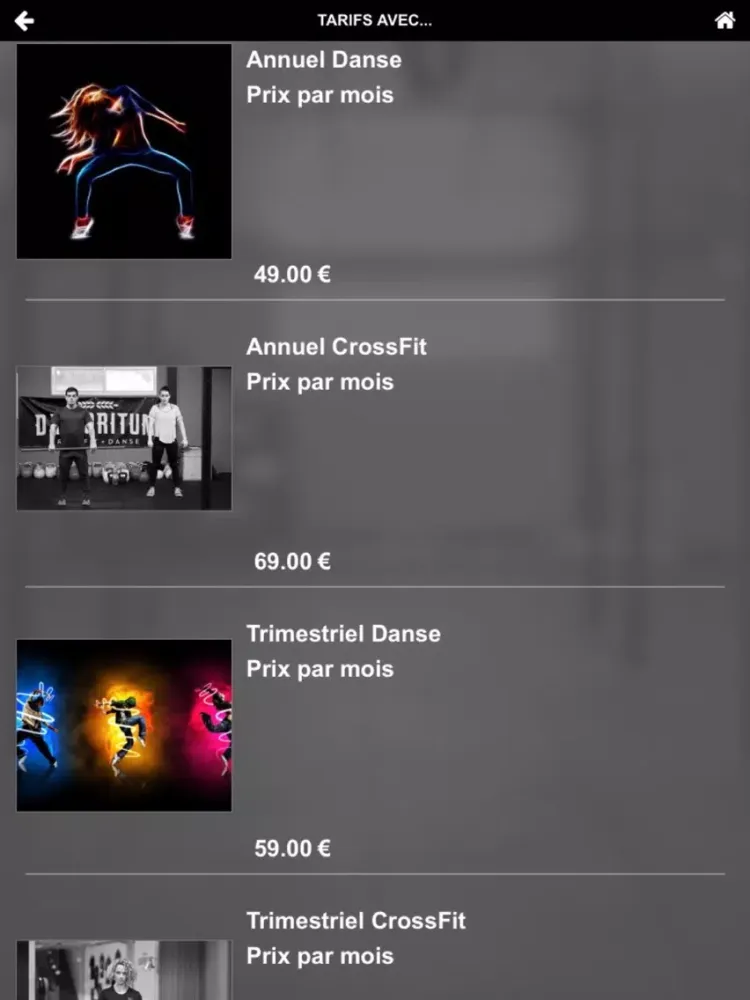 Tangkapan layar Darioritum Crossfit et Danse iPad 