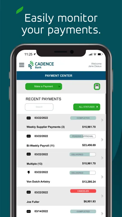 Cadence Treasury Mobile Ekran Görüntüleri