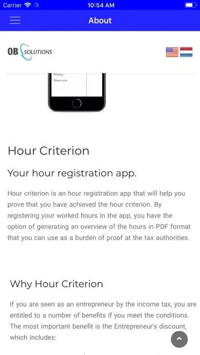 Tangkapan skrin Hour criterion