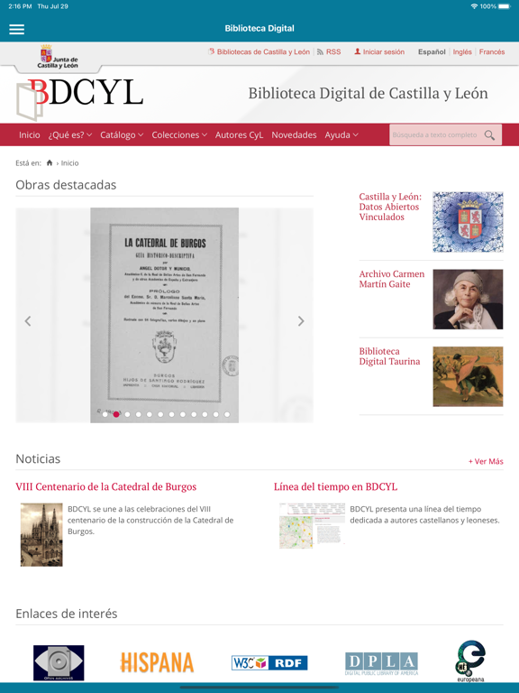 Скриншоты Bibliotecas Castilla y León iPad 