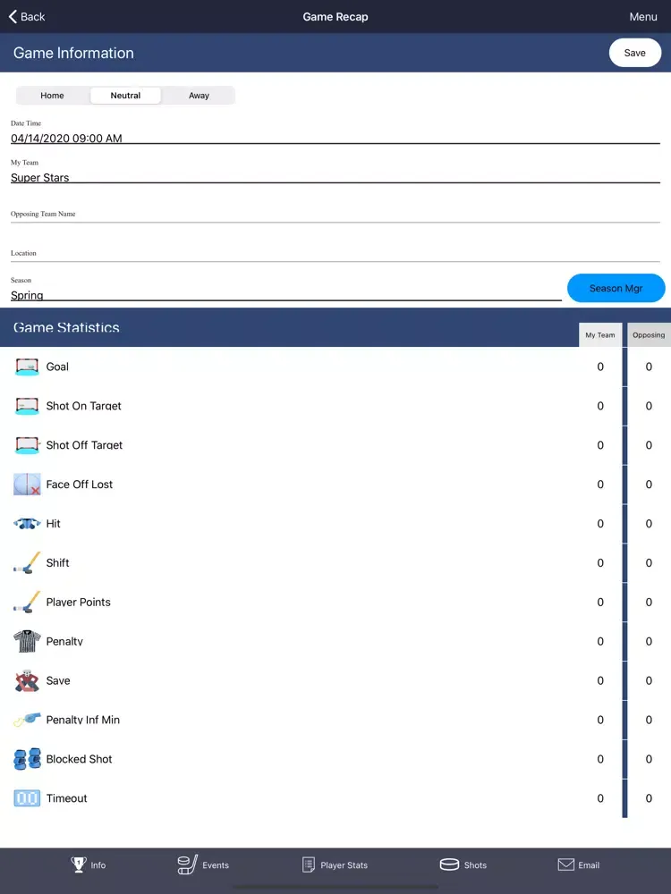 Скриншоты Hockey Stat Recorder 3000 iPad 