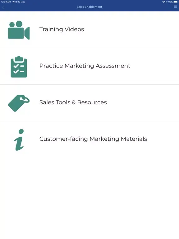 Tangkapan skrin Henry Schein One Sales App iPad 