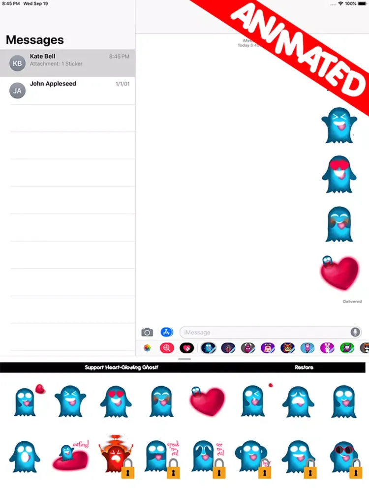 Ảnh chụp màn hình của Heart-Glowing Ghost (animated) iPad 
