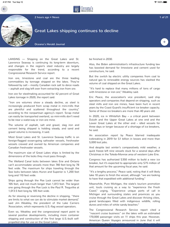 Oceana’s Herald-Journal iPad  স্ক্রিনশট