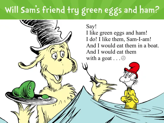 Tangkapan layar Green Eggs and Ham iPad 