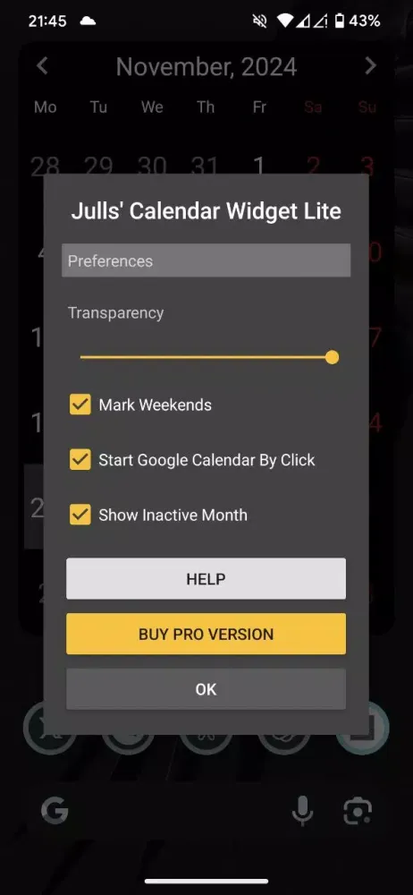 Julls' Calendar Widget Lite Screenshots