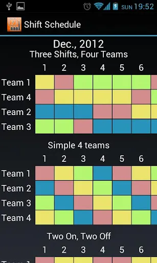 Shift Schedule + Alarm Clock Screenshots