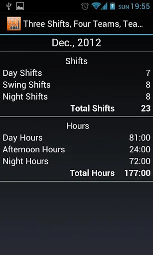 Shift Schedule + Alarm Clock Screenshots