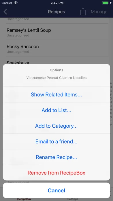 Tangkapan skrin RecipeBox Simple