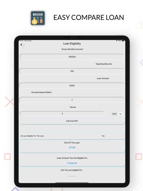 EMI Calculator Financial Plan iPad  스크린샷