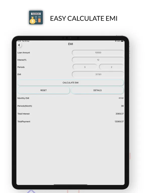EMI Calculator Financial Plan iPad  스크린샷