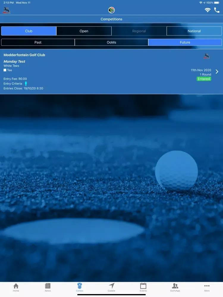 ภาพหน้าจอของ MyGolf RSA iPad 