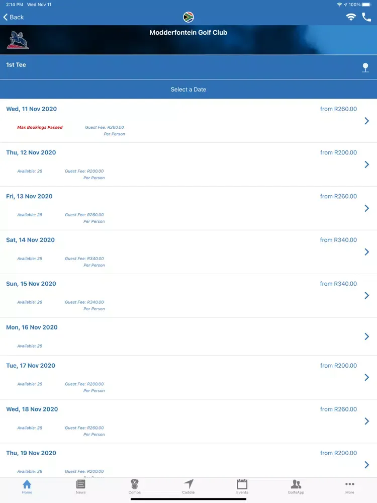 ภาพหน้าจอของ MyGolf RSA iPad 