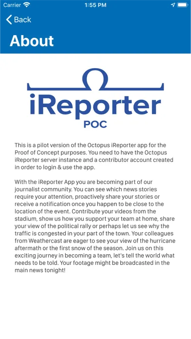 Tangkapan layar Octopus iReporter POC