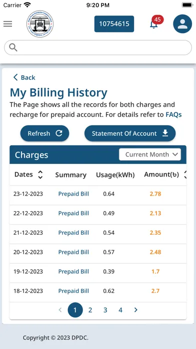 DPDC Smart Meter Customer App Screenshots