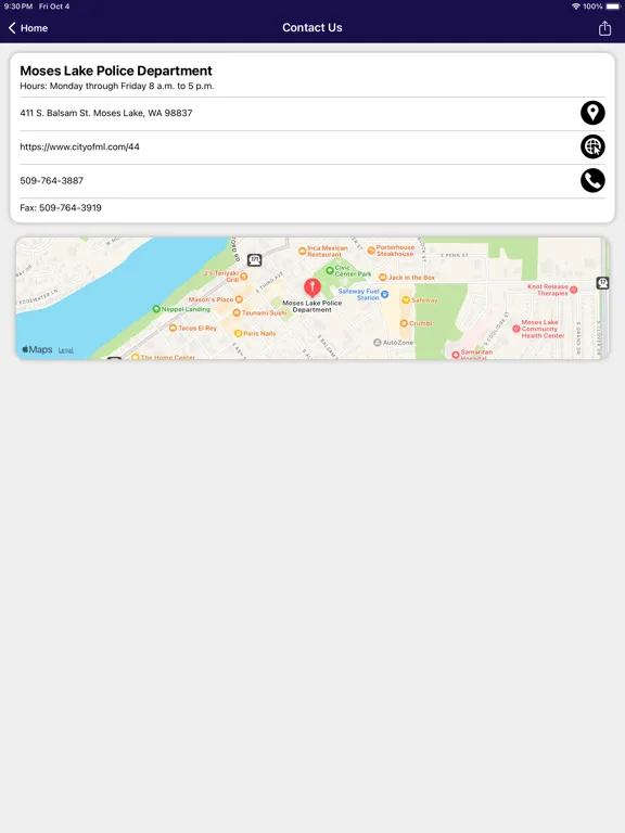 Moses Lake Police Dept WA iPad  Screenshots