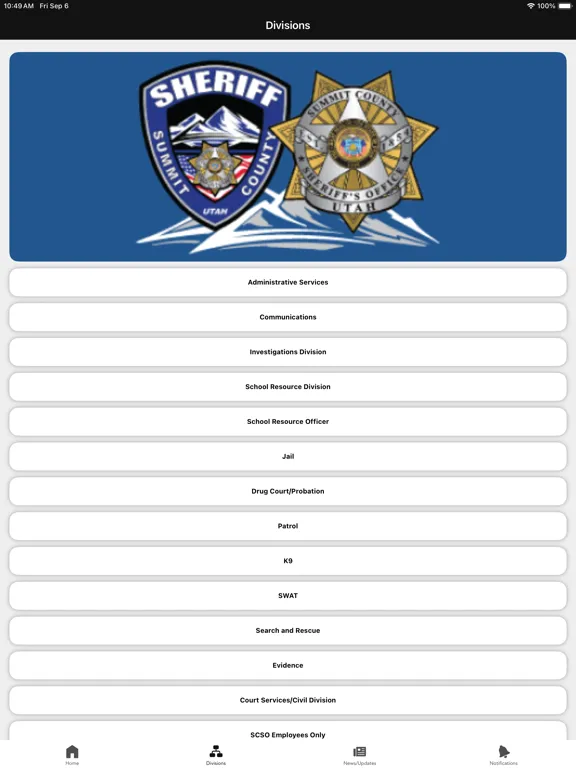 Tangkapan skrin Summit County Sheriff UT iPad 