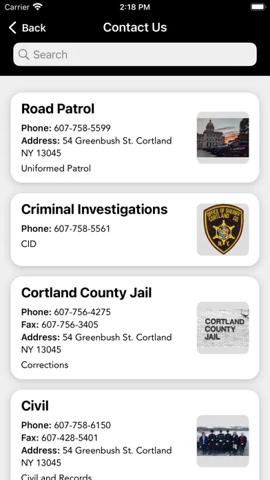 Ảnh chụp màn hình của Cortland County Sheriff