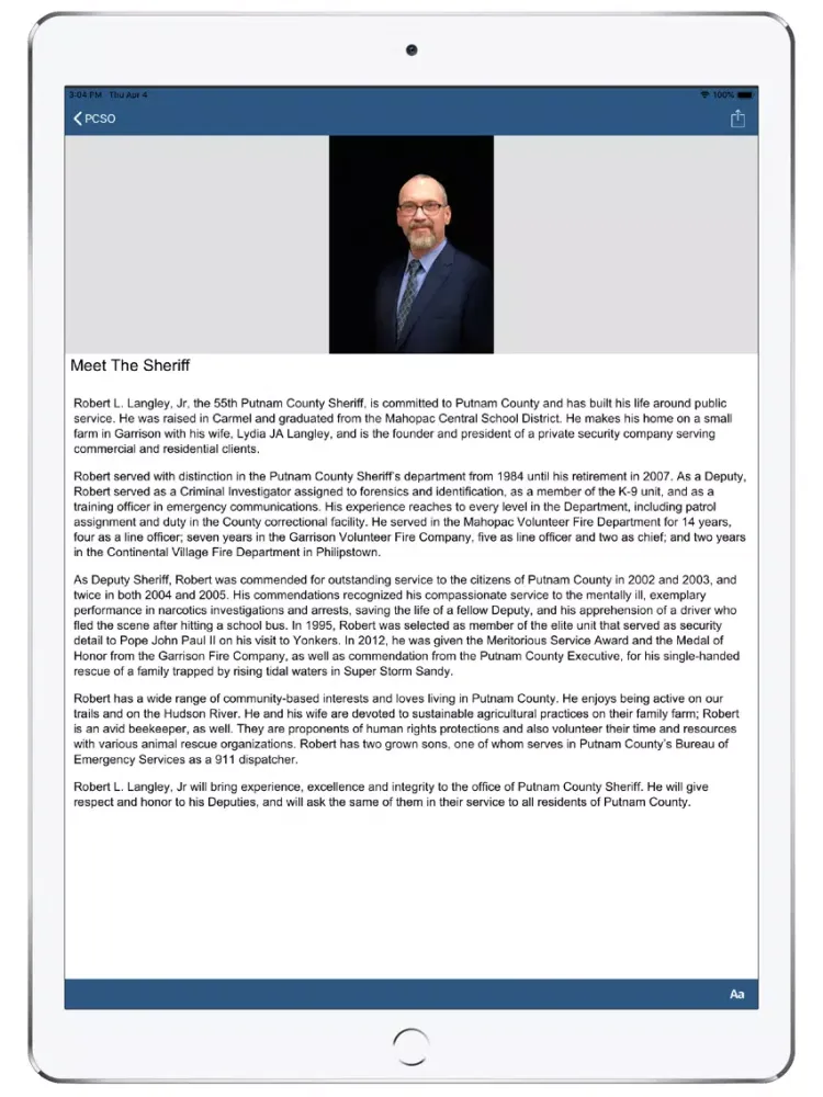 Screenshot di Putnam County Sheriff NY iPad