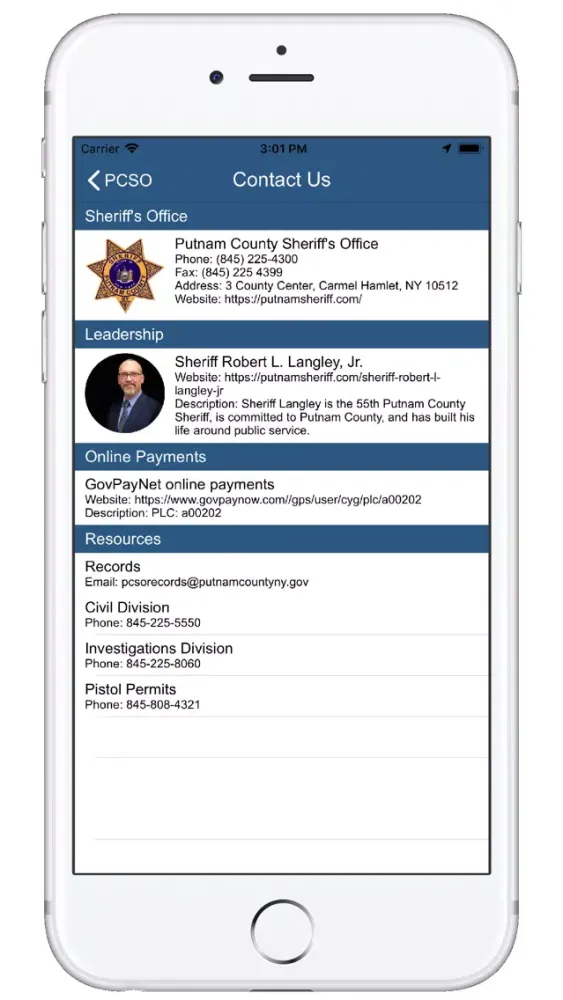 Screenshot di Putnam County Sheriff NY