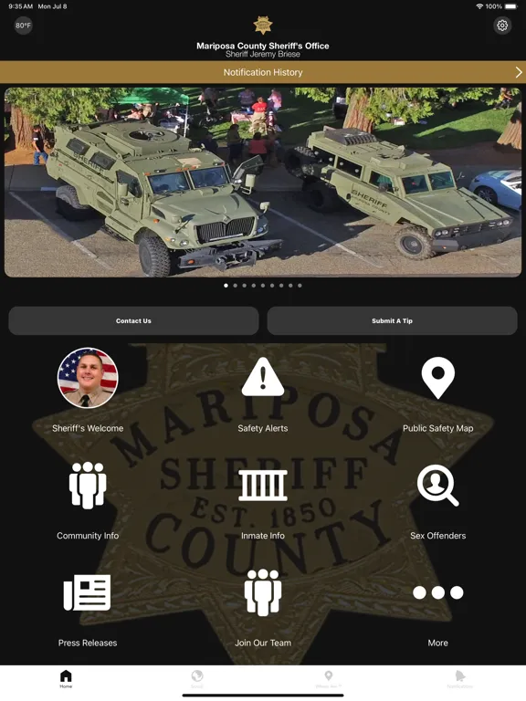 ภาพหน้าจอของ Mariposa County CA Sheriff iPad 