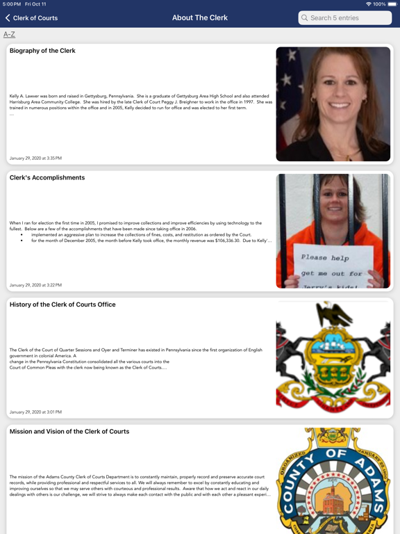 Capturas de tela do Adams County Clerk of Courts iPad 