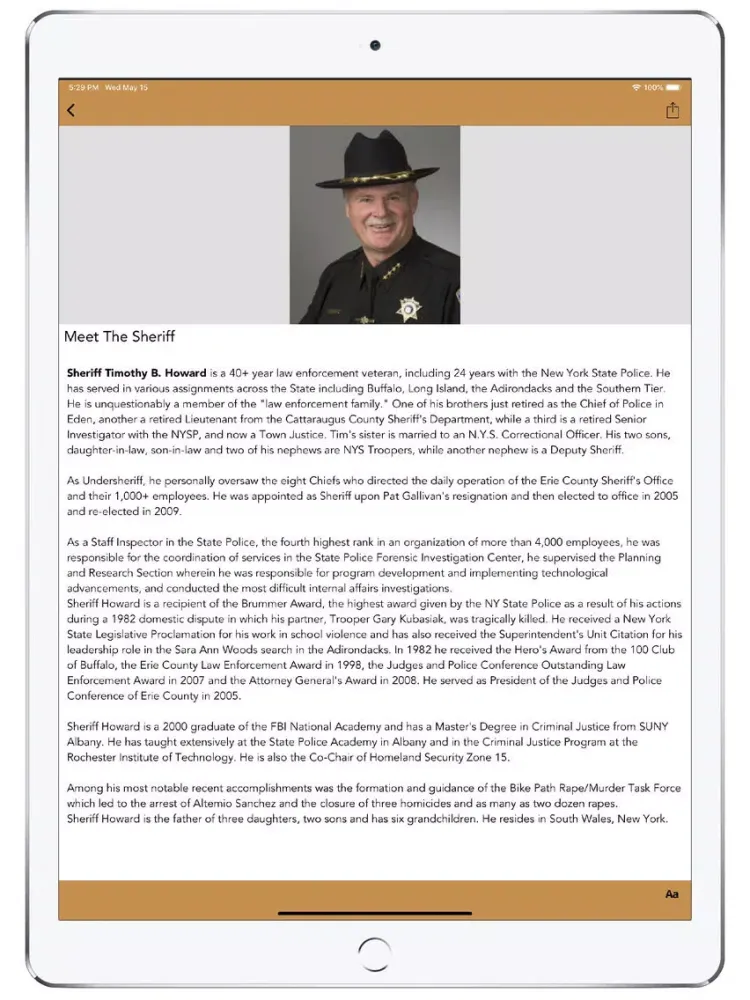 Erie County NY Sheriff iPad  Screenshots