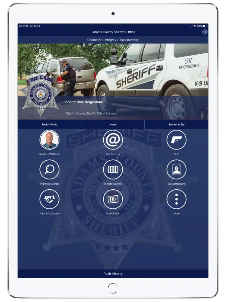 Ảnh chụp màn hình của Adams County Sheriff iPad 