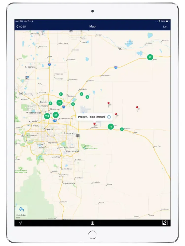 Ảnh chụp màn hình của Adams County Sheriff iPad 
