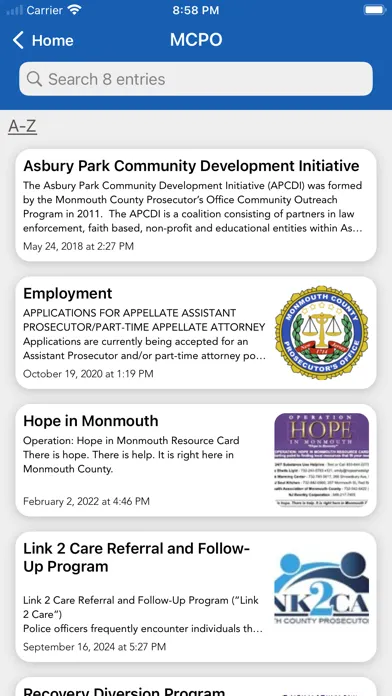ภาพหน้าจอของ Monmouth County Prosecutor's