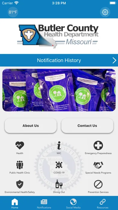 Ảnh chụp màn hình của Butler County Public Health