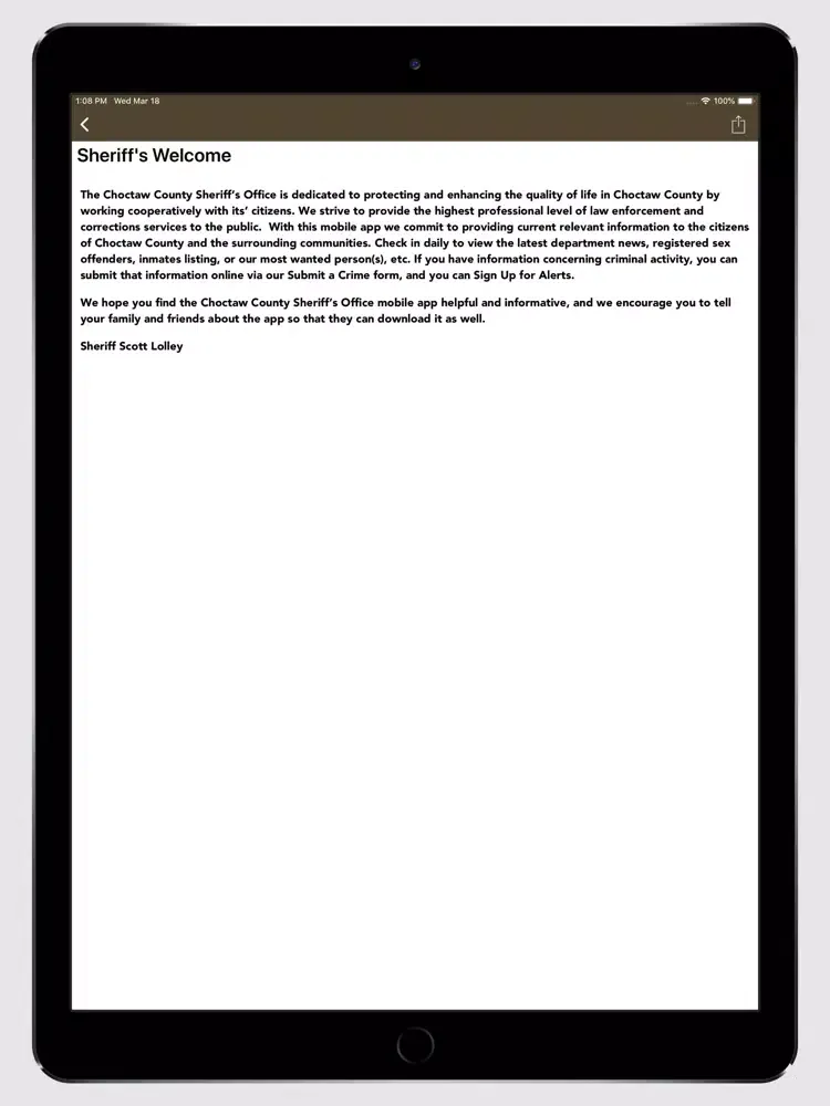 Choctaw County Sheriff AL iPad  স্ক্রিনশট
