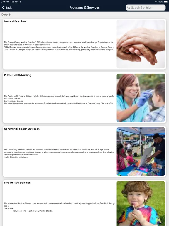 Orange County NY Health iPad  Screenshots