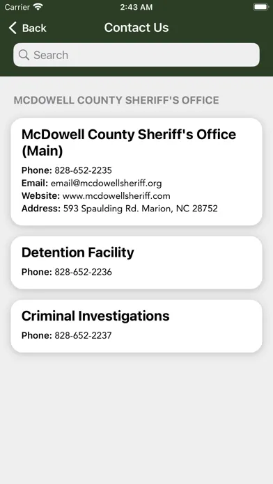 Ảnh chụp màn hình của McDowell County Sheriff