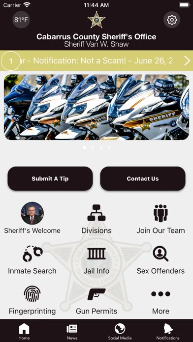 Ảnh chụp màn hình của Cabarrus County Sheriff