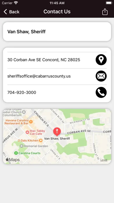 Ảnh chụp màn hình của Cabarrus County Sheriff